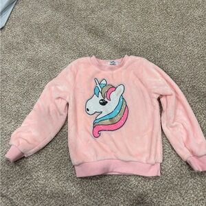 Lola + The Boys Pink Fleece Unicorn Sweatshirt